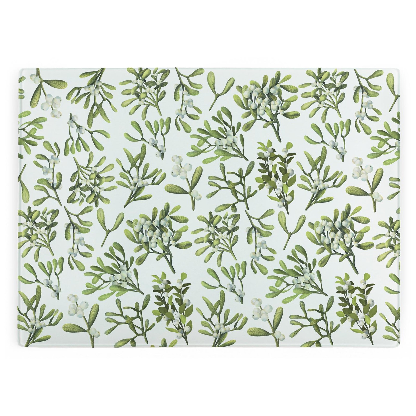 Christmas Large Glass Worktop Protector - Mistletoe Xmas Kitchen Board Gift