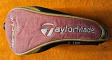 TAYLORMADE RESCUE DUAL - FAIRWAY HEADCOVER BLACK - RED - GOLD HAS # TAG