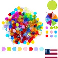 250 Colorful 3/4 Inch Clear Plastic Counting Chips for Toddler Education