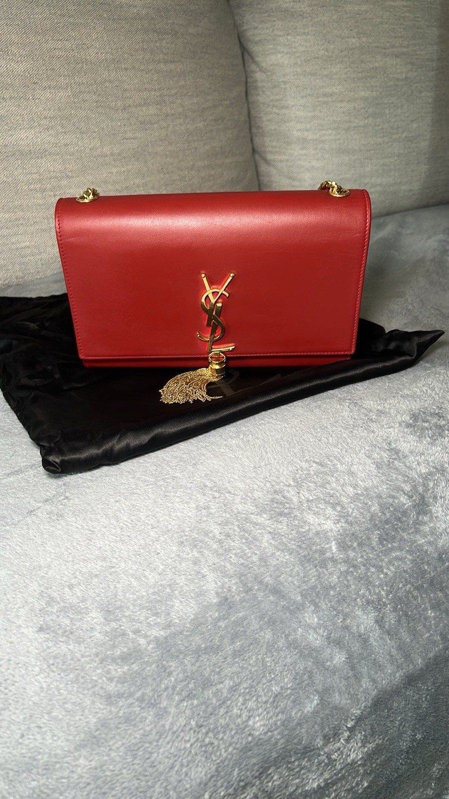 Pochette Yves Saint Laurent oro rosso con nappa tracolla borsa a tracolla