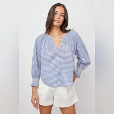 Rails blue gingham blouse Mariah Carolina size small