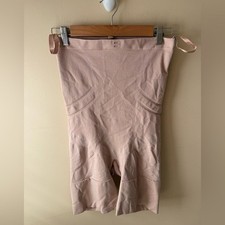 SPANX Slimmer Shine Body Suit Shaper High Waist Mid-Thigh Beige Size 3X