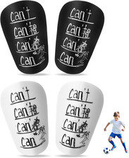 2Pairs Mini Shin Guards Soccer, 3.94X2.36 Black  White Cross Small Shin Guards