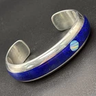 Native American Style Sterling Silver Cuff w/ Lapis Inlay /2.25” #282D