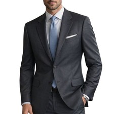 Traje Chaqueta Ermenegildo Zegna Gris Oscuro Lana Forro Bemberg Lujo Atemporal 42R