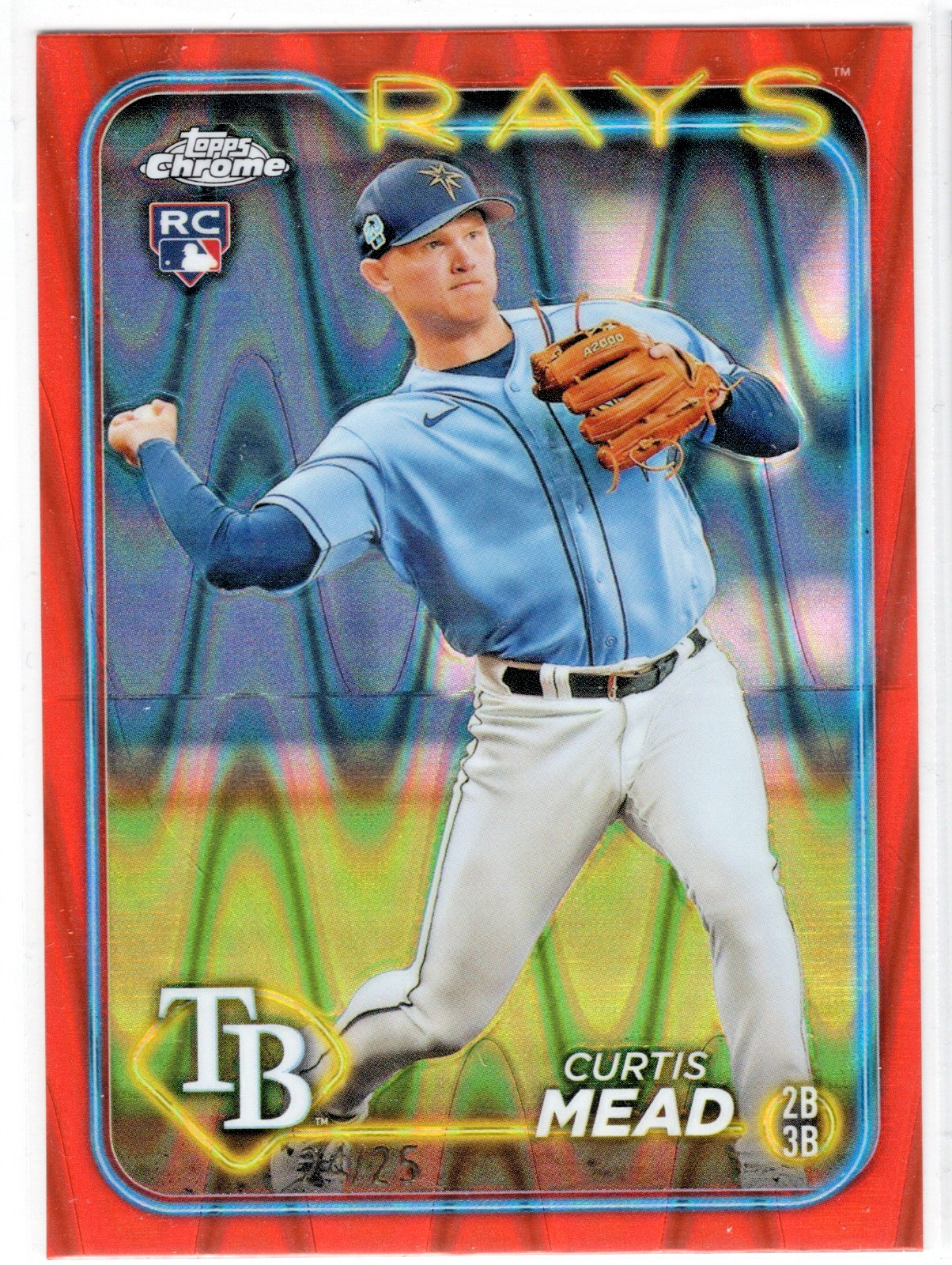 2024 Topps Chrome Orange RayWave Refractors RC #209 Curtis Mead Rays 24/25