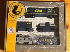 Whittle Shortline Railroad Toy Co CSX Wooden Train Set of 5 with box, used