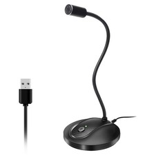 USB Microphone, 360 Degree Adjustable Gooseneck Design, Mute Button  LED Ind...