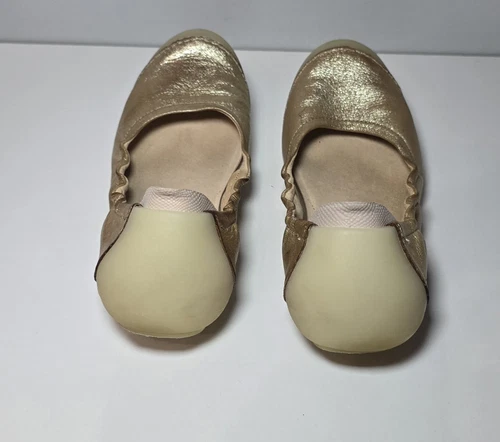 Scarpe ballerine Clarks donna oro metallizzato misura larga taglia UK 4D