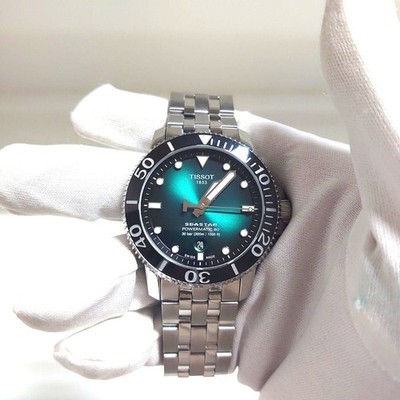 Tissot Seastar Powermatic 80 Green Gradient Taucheruhr gebraucht aus Japan