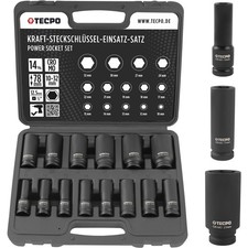 TECPO SCHLAGSCHRAUBER N&Uuml;SSE SW 10-32 mm KRAFT STECKSCHL&Uuml;SSEL NUSS-SET 1/2 ZOLL