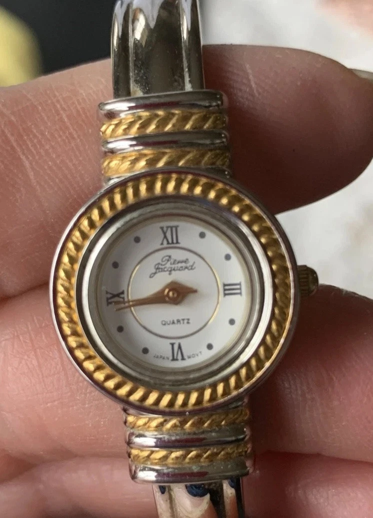 Pierre Jacquard Ladies Watch White Dial Gold Tone Stainless Stretch Bracelet 202 Pierre Jacquard Women Wristwatches | eBay main image 3