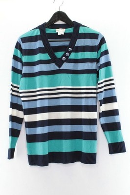 Laura Kent Damen Pullover Gr. 40 Oberteil Blau Gestreift Baumwolle #K-37