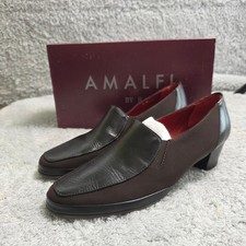 NEW Amalfi by Rangoni Italian Leather Trimmed Brown Stretch Loafers Size 7M