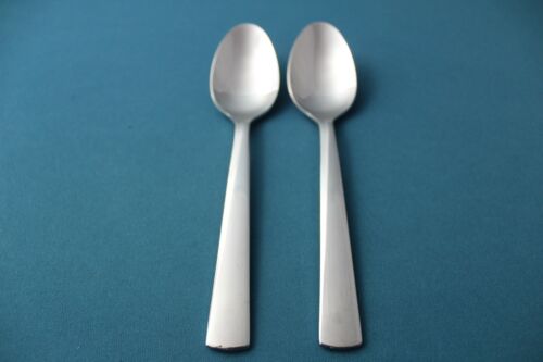 2 Dessert Oval Soup Spoons Christofle Acier URBAN Glossy Modern Stainless 6 3/4"