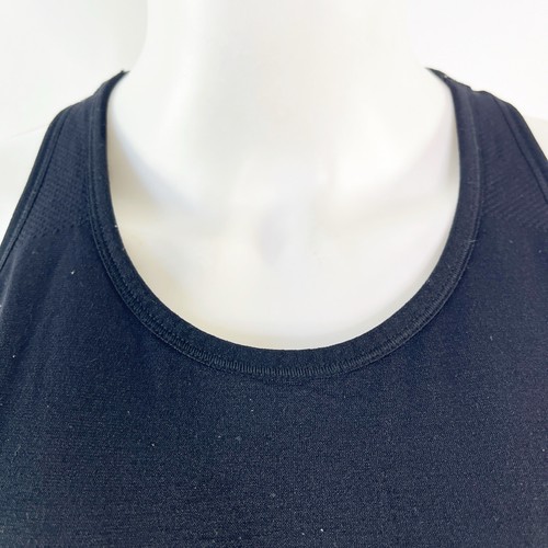 Puma Black Crop Top Size L Silver Logo Sleeveless Stretchy Workout Athletic Tank - Picture 4 of 7