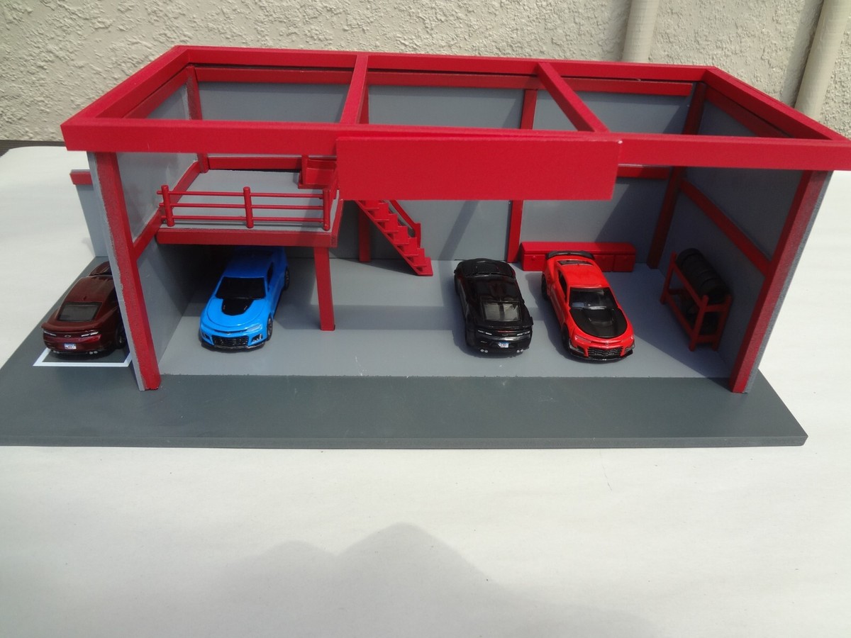 ☆ 1/64 Garage Item M 1:64 scale Mechanic Garage Diorama Gray & Red cars are not