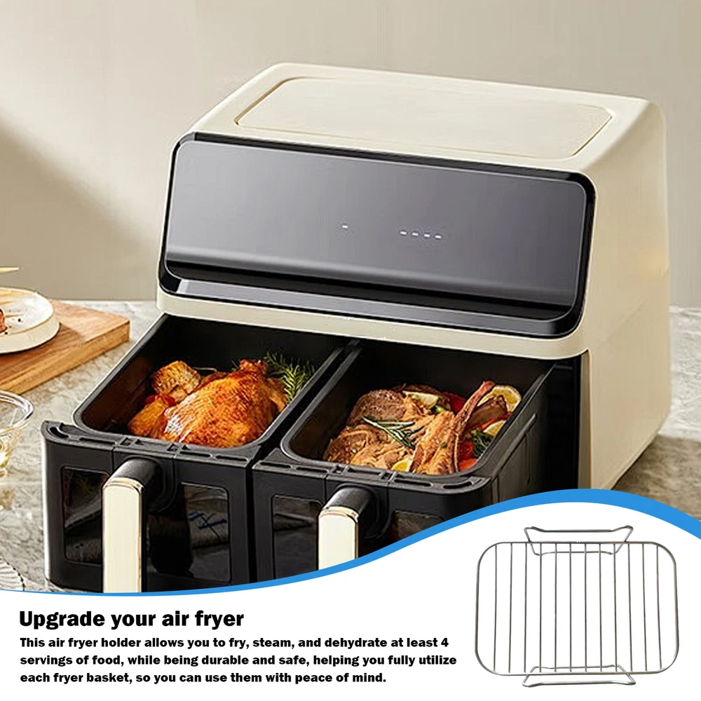 Air Fryer Rack Stainless Steel Double Basket Grill Sticks Accessories For Ninja