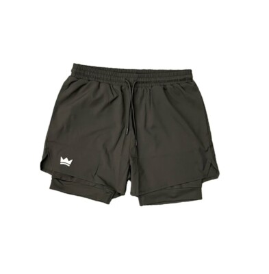 Mens 2 in 1 Compression Gym Shorts - 5'' Inseam, Zip pocket, Towel Loop, Adult XL