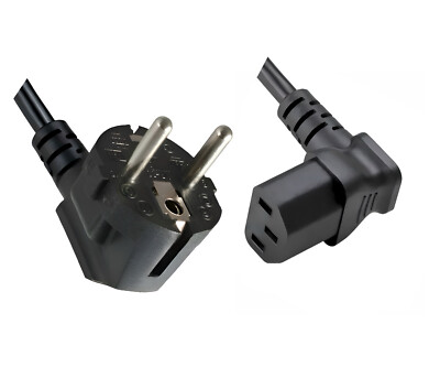 DINIC Netzkabel Schuko auf C13 90 Grad nach unten abgewinkelt, 1,00mm² , VDE, 3m
