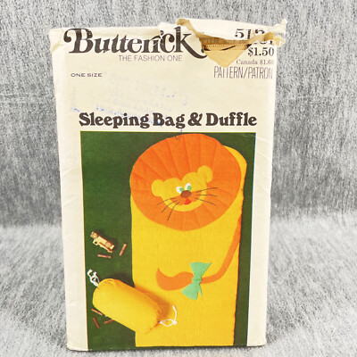 Butterick 5161 Sleeping Bag and Duffle Bag w Applique Childs Size Sewing Pattern