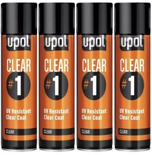 4 x Upol CLEAR#1 High Gloss Clearcoat 450ml Lacquer/Headlight Repair Coating