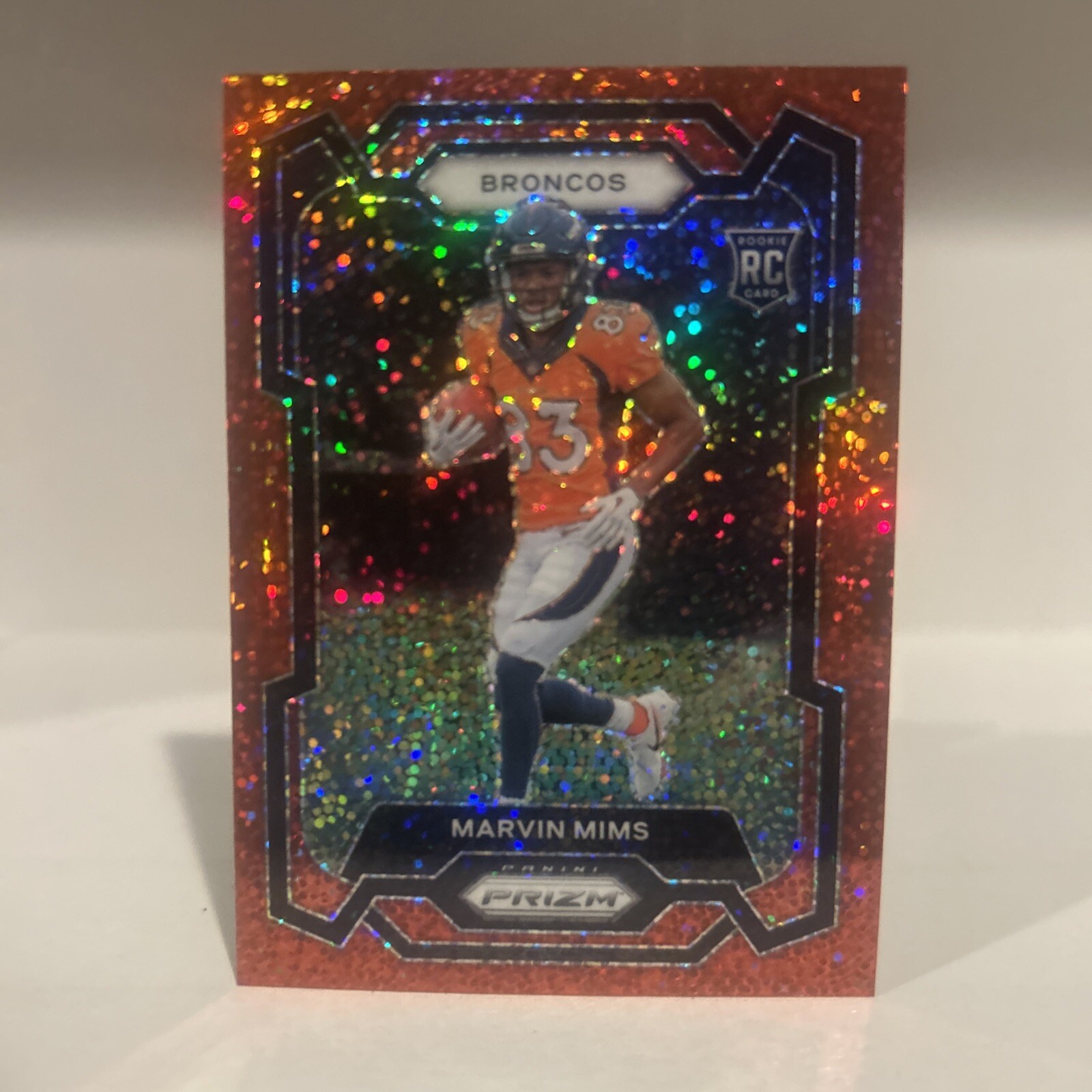 2023 Panini Prizm - Marvin Mims Red Sparkle Prizm #327 RC Denver Broncos Rookie