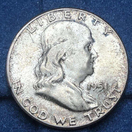1951 Franklin Half Dollar Nice Original Toned FBL Choice BU #287