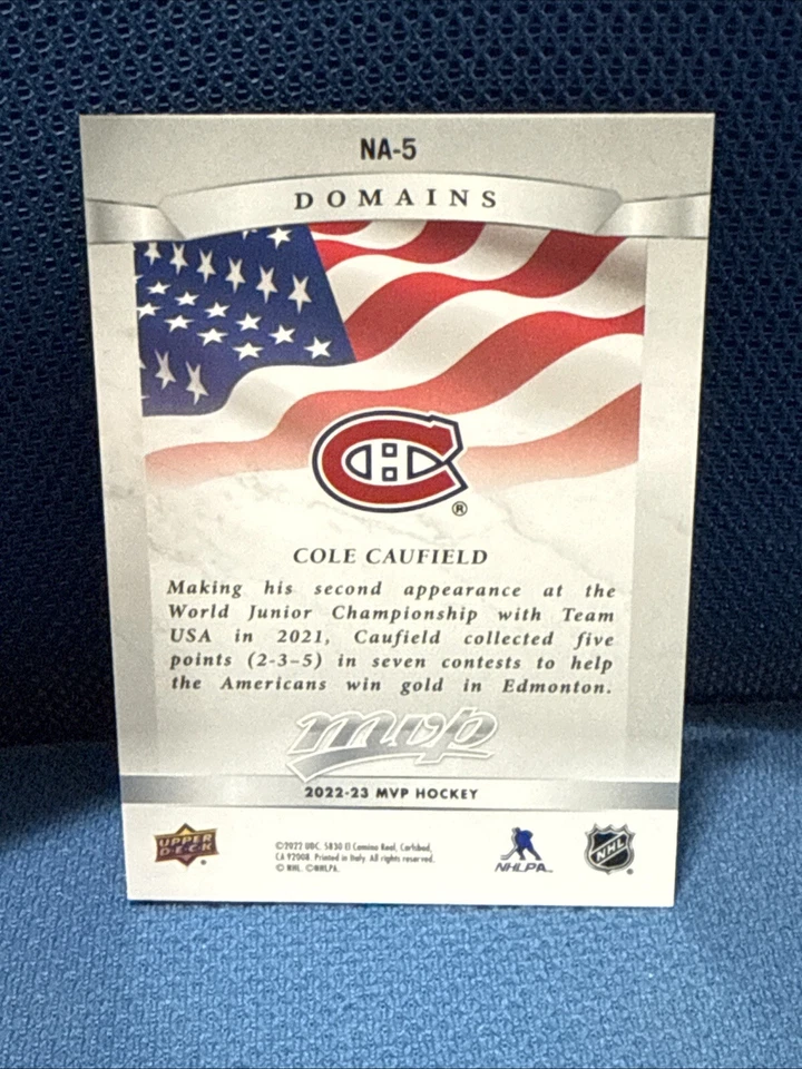 2022-23 UD MVP Domains Gold COLE CAUFIELD Montreal Canadiens Card# NA-5🔥💎 - Image 2 of 2