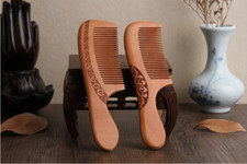 Natural Peach Wood Combs Carving Anti Static Massage Health Care Combs Hair Comb