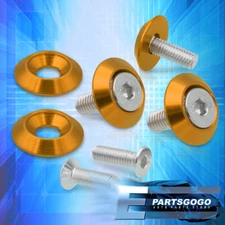 M6 5PCS JDM Aluminum License Fender Bumper Engine Dress Up Bolt Washers Kit Gold
