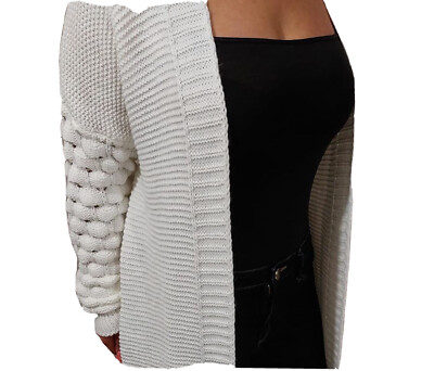 Pariser cremefarbene Strickjacke mit Korbärmeln