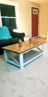light blue coffee table
