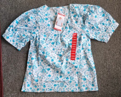 NEW!! Draper James Women's Short Puff Sleeve Heidi V Neck Top, Sz XS, Paisley