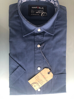 Marvelis Halbarm Hemd EASY CARE Casual Blau Gr .  S / 37/38 (60761219)