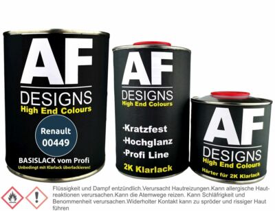 Autolack für Renault 00449 Bleu Lemania Metallic 1,25L Klarlack Set
