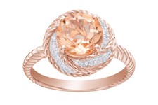 Swirl Wedding Ring 925 Sterling Silver 1.63Ct Lab Created Morganite