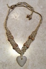 Vintage Macrame Necklace With A Soapstone Heart Pendant
