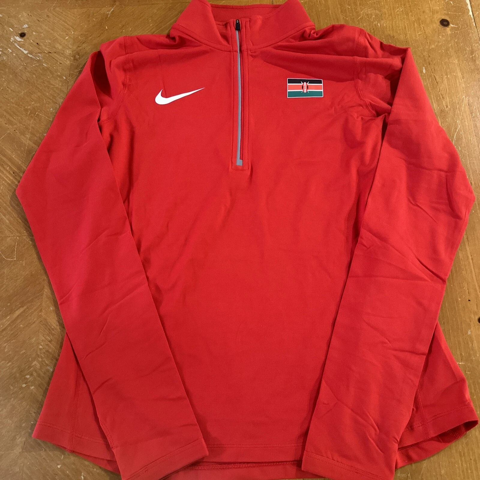 Women’s Nike Pro Elite Half Zip Pullover Shirt Track & Field Kenya 801450-611 M