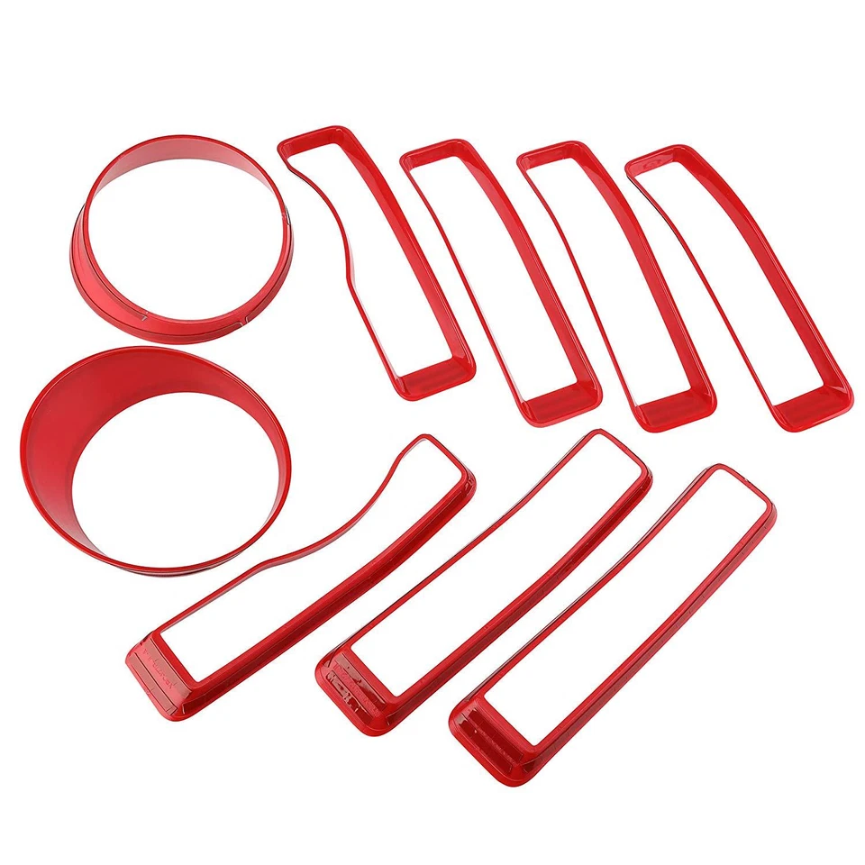 Red Mesh Grille Insert + Headlight Covers Trim For Jeep Wrangler JL 2018+ Sport - Изображение 3 из 4