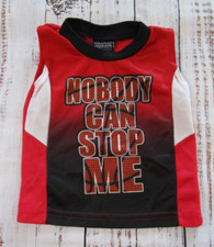 Quad Seven Red Sleeveless Tank Top Shirt Nobody Can Stop Me Baby Youth 18 Months
