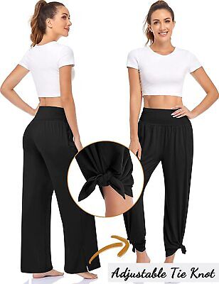 Shop Full Length Wide Fit Palazzo Pants with Knot Detail Online | Max Qatar
