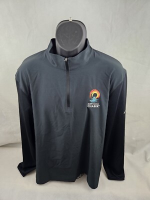 Nike Swoosh Golf LS Black Dri-fit 1/4 Zip Pullover Stay Cool Warm Up Large 