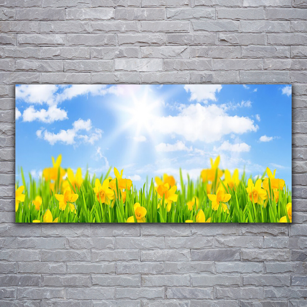 Tableau photo sur toile floral soleil jonquille 120x60 cm pour salon