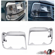 Chrome Headlights Headlamp Trim Bezel Set For 1992-1996 Ford Bronco F-150 Pickup