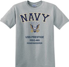USS PRESTIGE   MSO-465 * MINESWEEPER *EAGLE*SHIRT. OFFICIALLY LICENSED