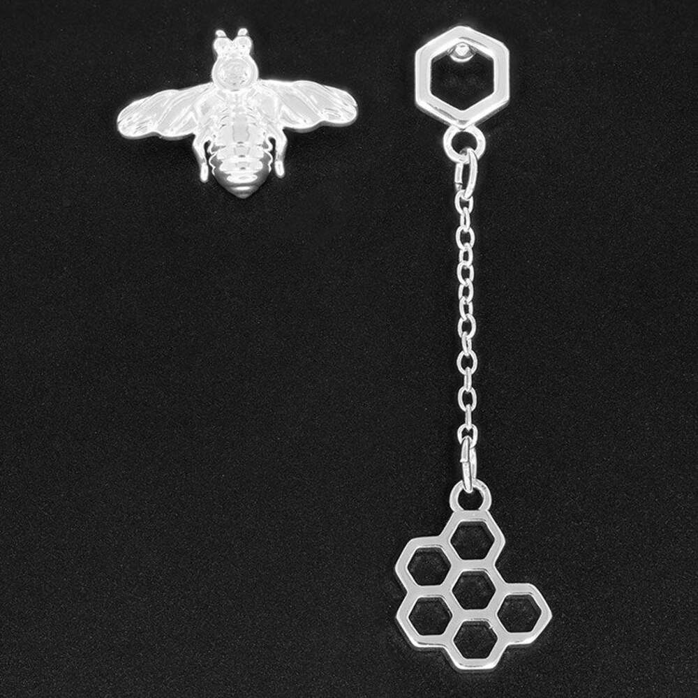 Equilibrium Honey Bee Asymmetrical Silver Plated Earrings