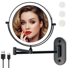 Rechargeable Lighted Vanity Mirror 8" Double Sided 1X/10X Touch Dimming