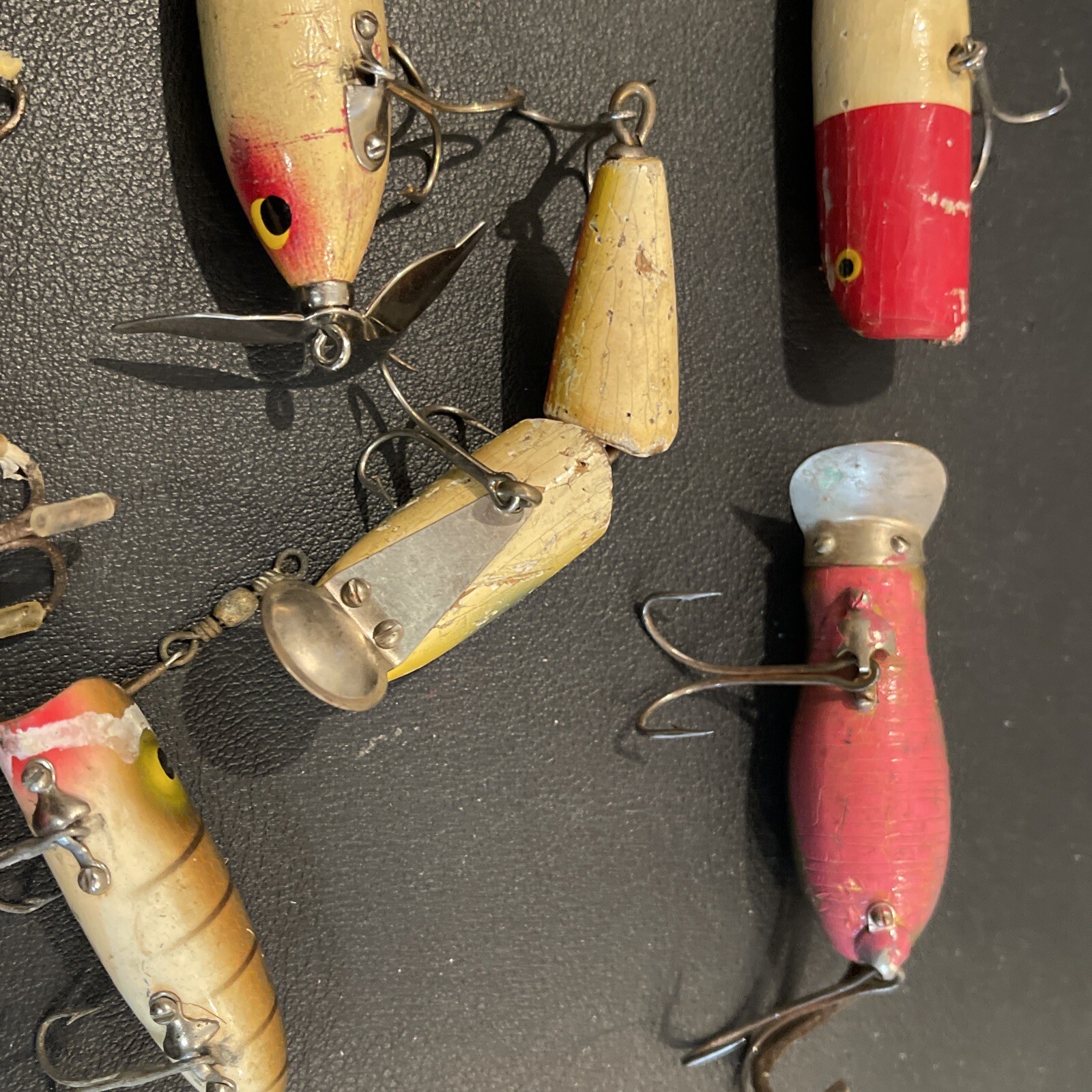 LOT OF 10 VINTAGE WOOD BEATER FISHING LURES DAM, South Bend, Heddon