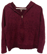 Vintage Hanes Women's Hooded Sweatshirt Size LG Zipper Maroon Wine Color 90's